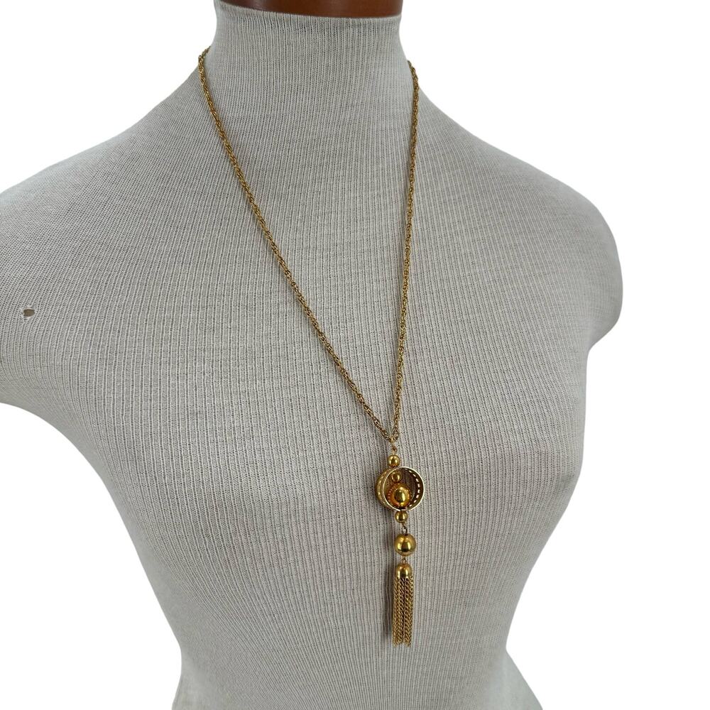 Art Deco Gold plated tassel long Necklace